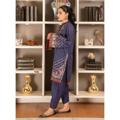 2 Pcs Embroidered Stitched Suit Blue