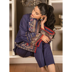 2 Pcs Embroidered Stitched Suit Blue