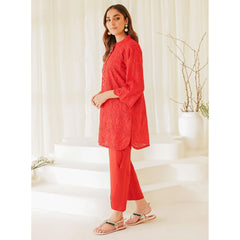 2 Pcs Embroidered Stitched Suit Red