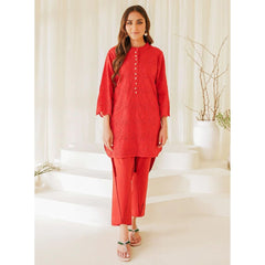 2 Pcs Embroidered Stitched Suit Red