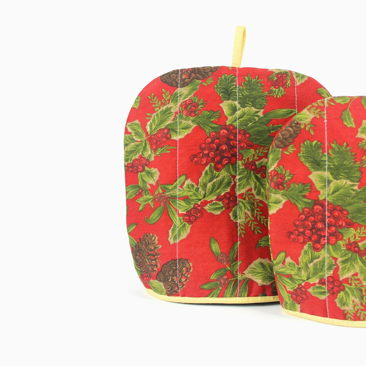 2 Pcs Tea Cozy Set Pine Red