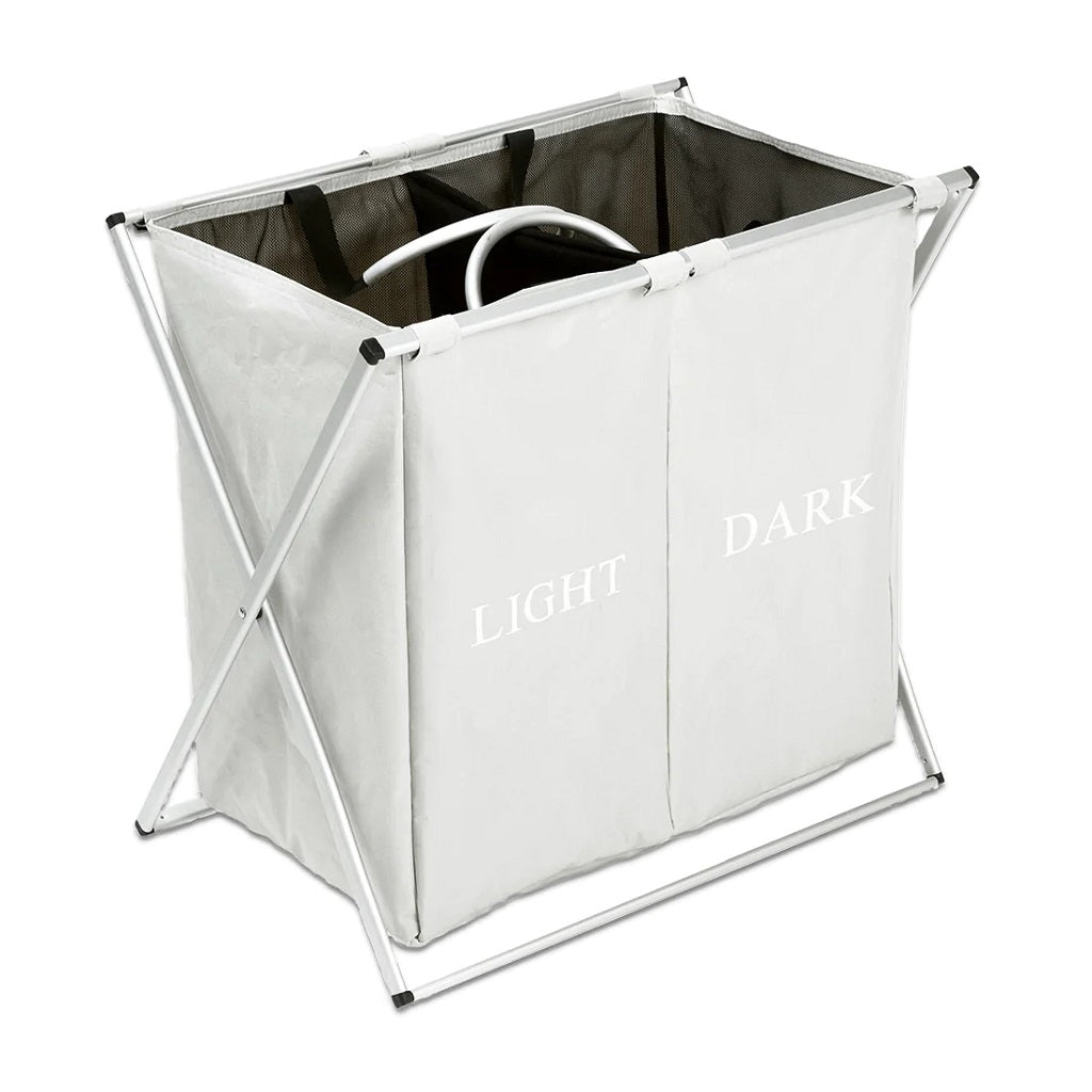 2 Tier Foldable Laundry Basket Off White