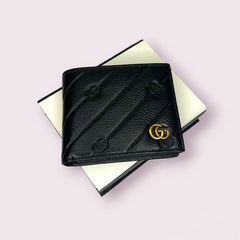 Designer Gucci Leather Bifold Men Wallet Textured Black