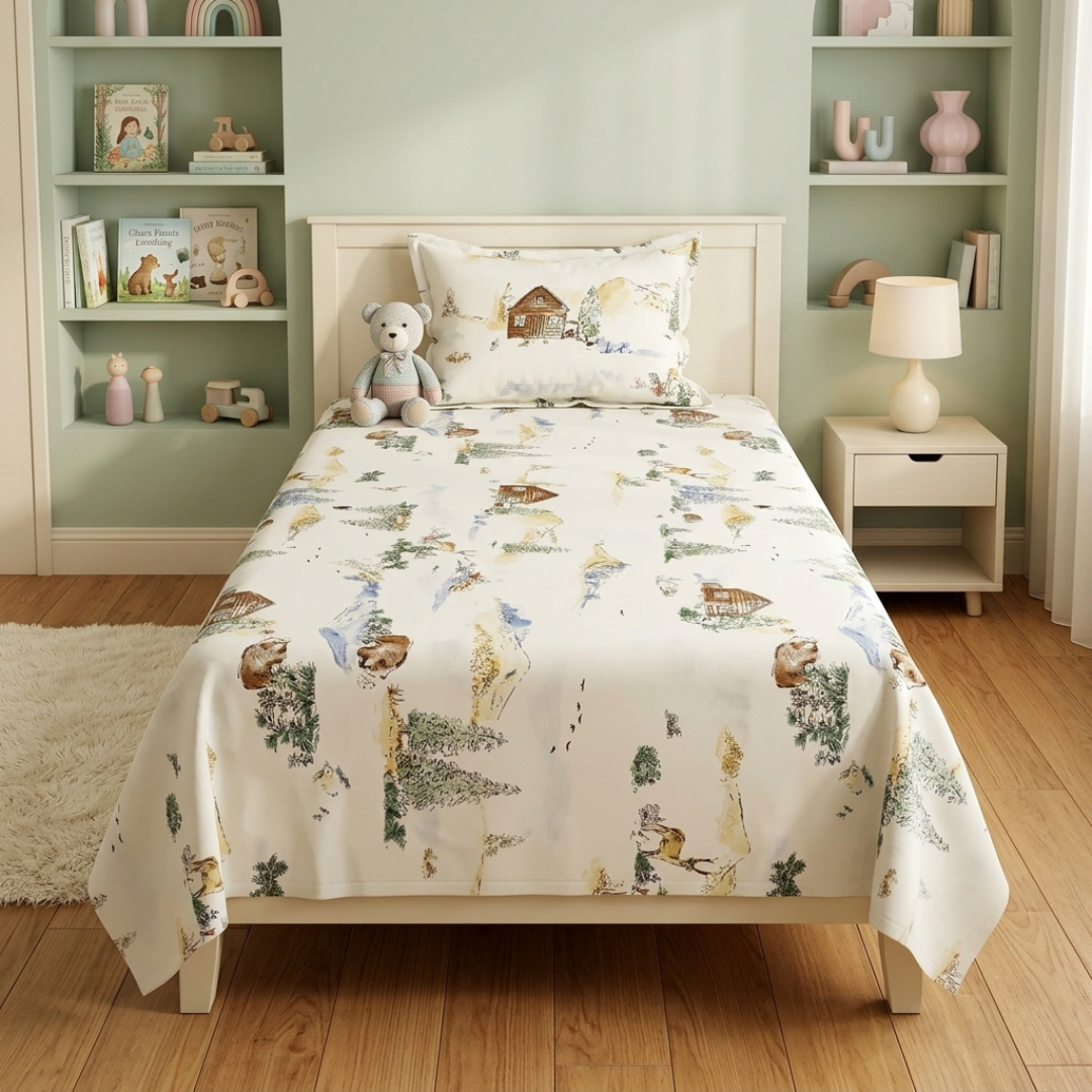 2 Pcs Kids Bedding Set White