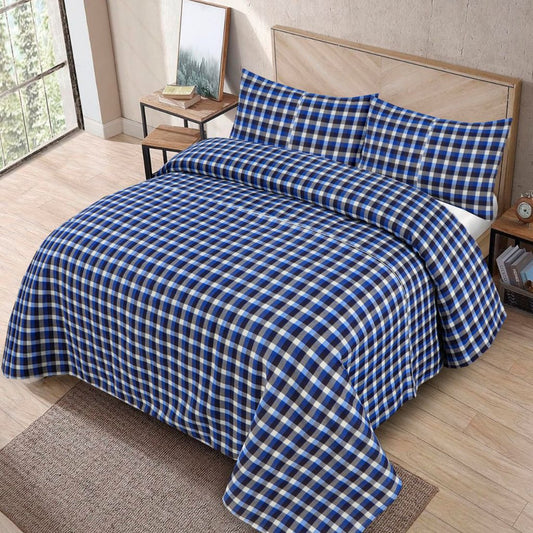 Awedde 3 Pcs Bedding Set Check Blue 1024