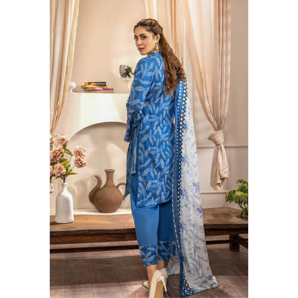 3-PIECE SAFWA RADA PRINTED DORIA VISCOSE BLUE