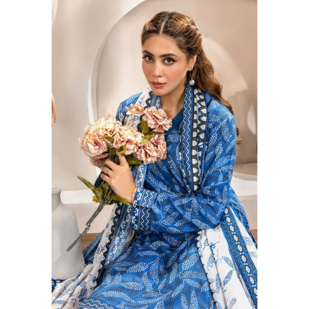 3-PIECE SAFWA RADA PRINTED DORIA VISCOSE BLUE