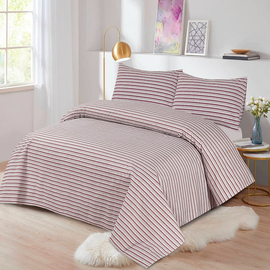 3 Pcs Bedding Set Red Stripe 1024