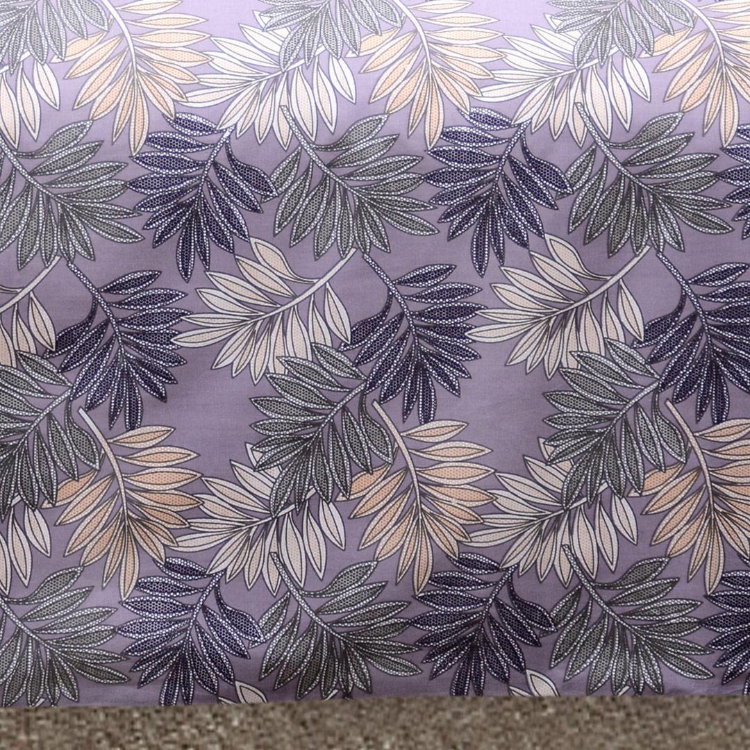 3 Pcs Cotton Bed Sheet King Size Purple Leaves