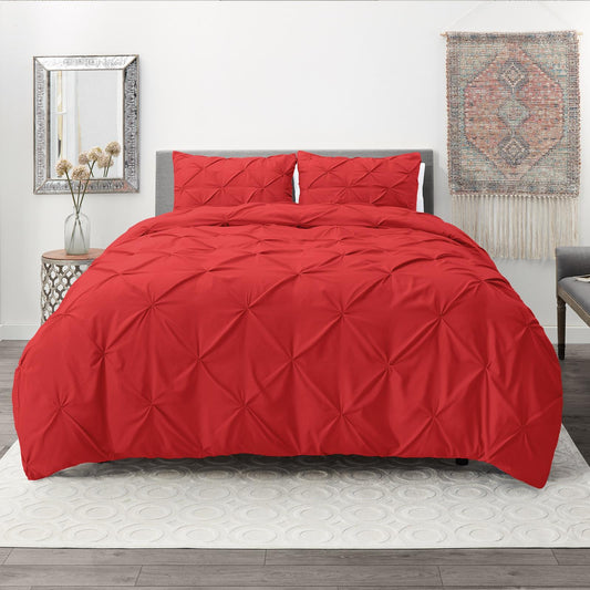 3 Pcs Diamond Red Duvet and Pillow Covers Set 1600