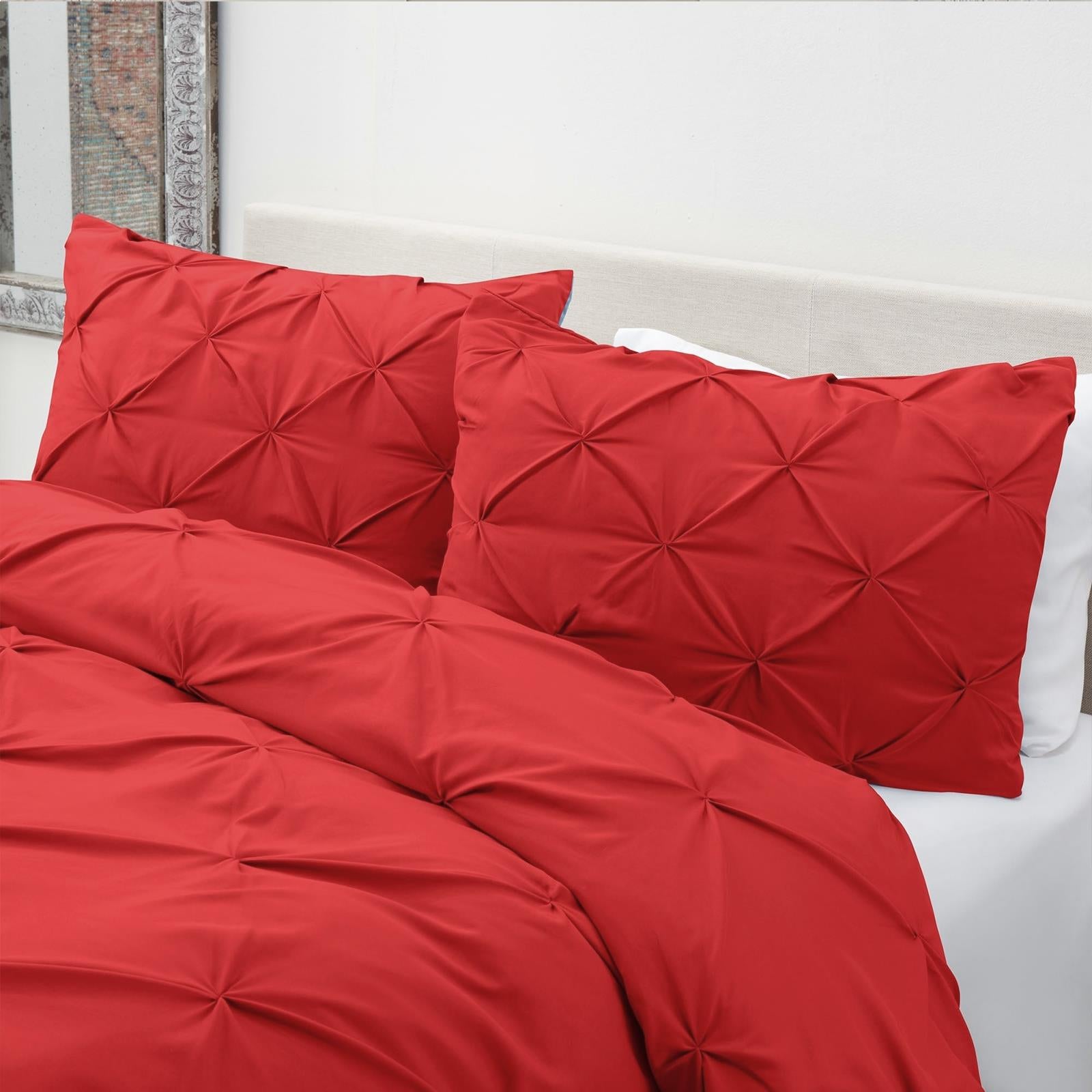 3 Pcs Diamond Red Duvet and Pillow Covers Set