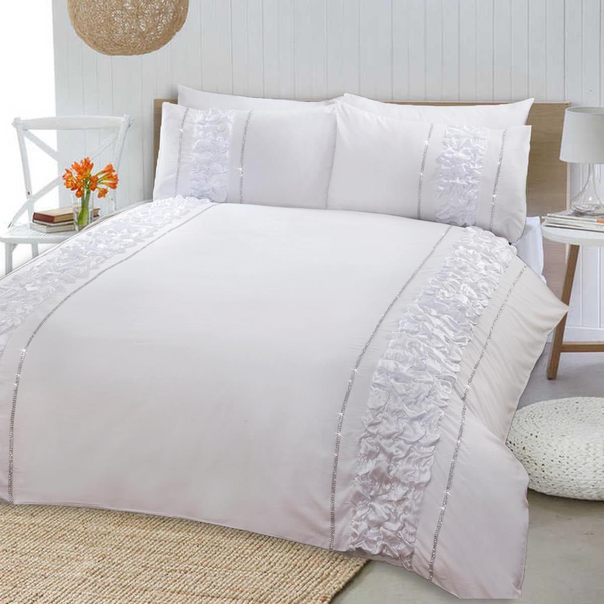 3 Pcs Dyed Smokey White Duvet Set with Quilt And Pillow Covers