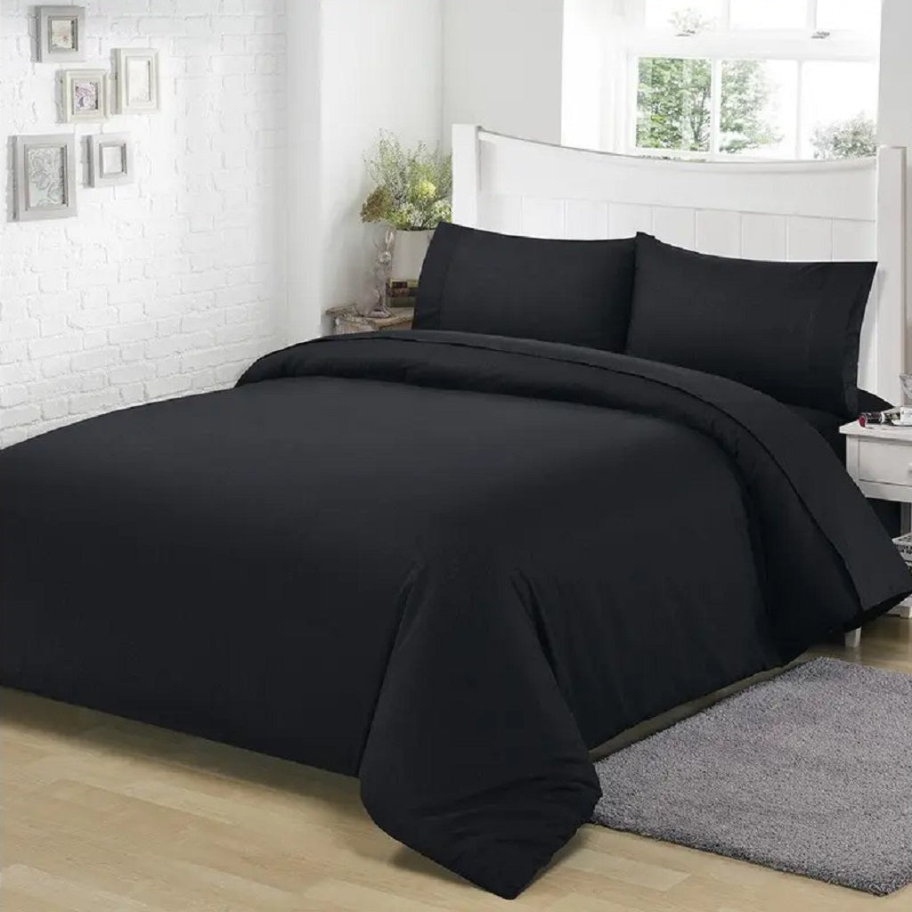 3 Pcs King Size Bedding Set Black