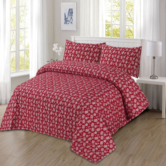 3 Pcs King Size Bedding Set Dutra Red 1024