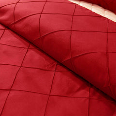 3 Pcs Pinch Pleat Red Duvet and Pillow Covers Set