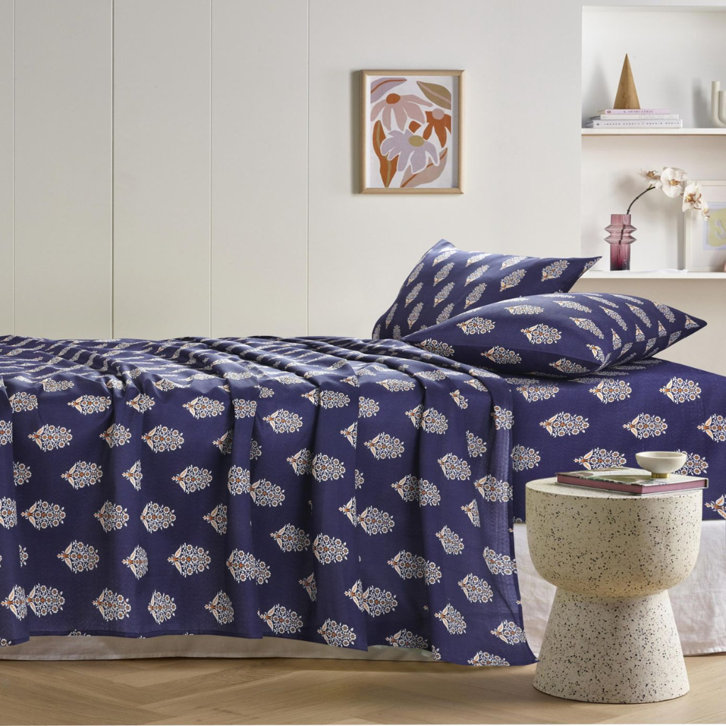 3 Pcs Premium Bedding Set Navy Blue