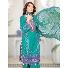 3 Pcs Unstitched Embroidered Lawn Suit Zinc