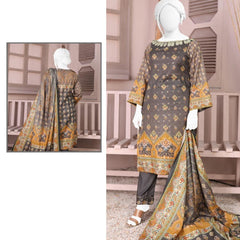 3 Pcs Unstitched Jacquard Brosha Lawn Suit Charcoal