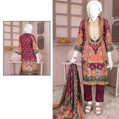 3 Pcs Unstitched Jacquard Brosha Lawn Suit Purple