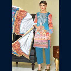 3 Pcs Unstitched Printed Lawn Suit Buzz