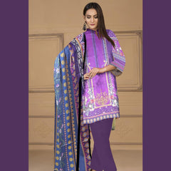 3 Pcs Unstitched Printed Lawn Suit Fashion Vibes