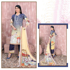 3 Pcs Unstitched Printed Lawn Suit Glam Life