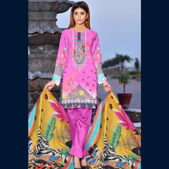 3 Pcs Unstitched Printed Lawn Suit Glamour