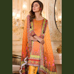 3 Pcs Unstitched Printed Lawn Suit Sharp Blossom