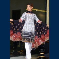 3 Pcs Unstitched Printed Lawn Suit Sharp Classic Curves