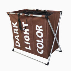 3 Tier Foldable Laundry Basket Brown