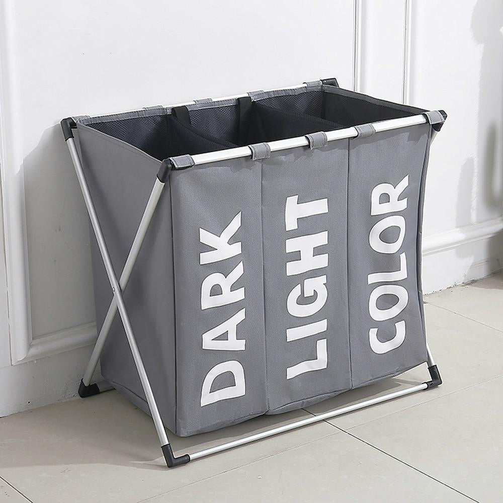 3 Tier Foldable Laundry Basket Light Grey