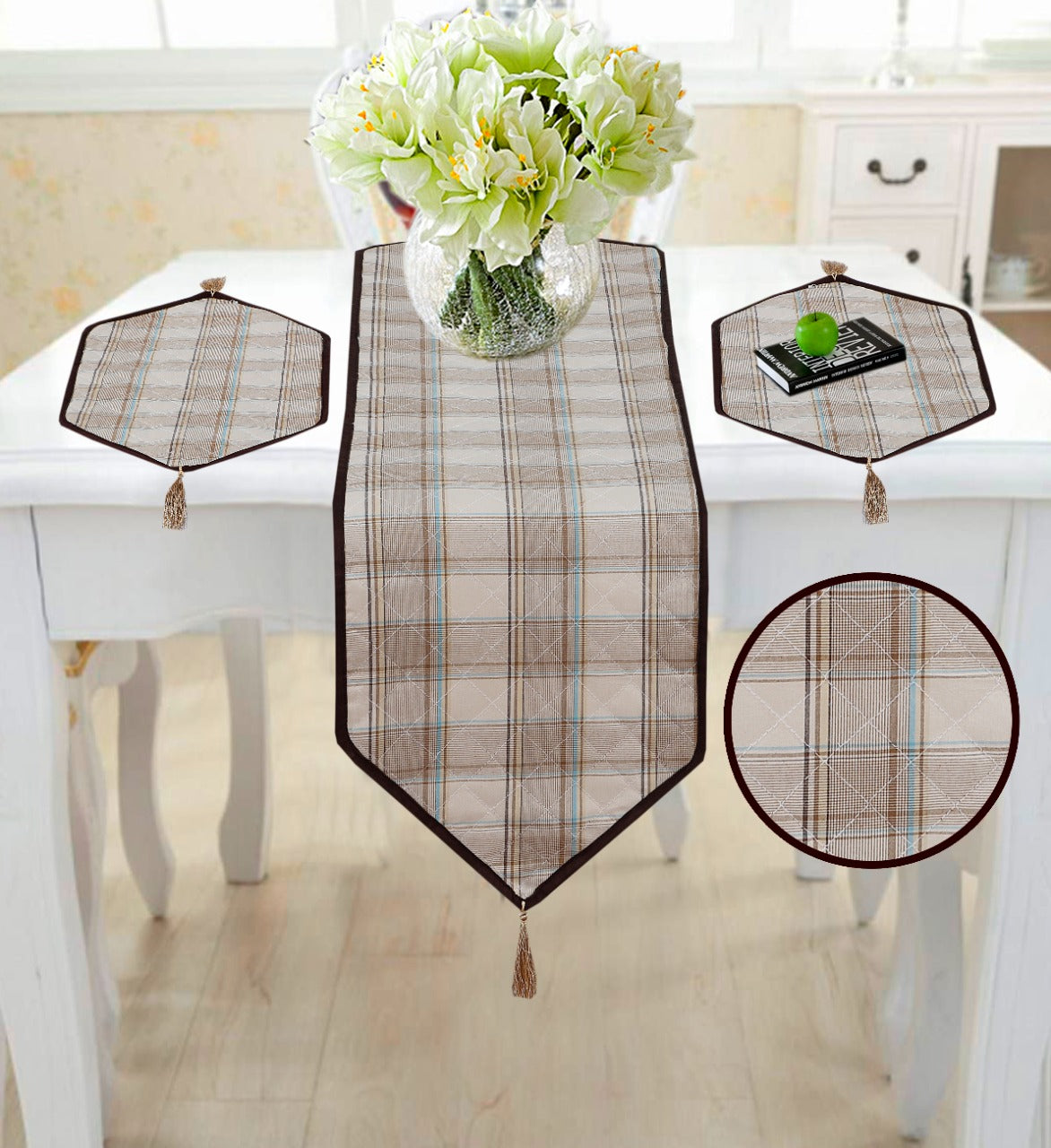 Vinci 3 Pcs Quilted Table Runner Set