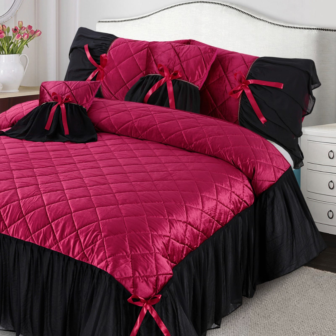 Sequoia Quilted Ruffle Set Velvet Pink with Frill