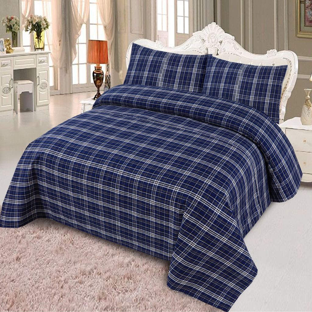 Alacrity 3 Pcs Bedding Set Check Navy Blue