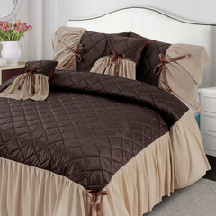 Pristine Quilted Ruffle Set Velvet Brown with Frill