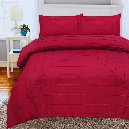 6 Pcs Pinch Rectangular Red Bed Sheet Set With Quilt, Pillow And Cushions Covers 1024