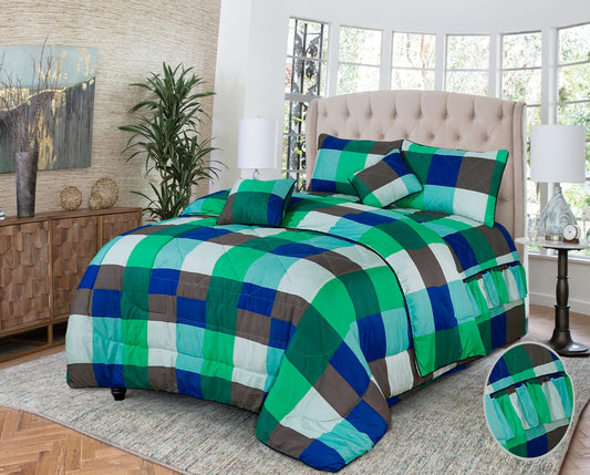 Fella Multi Square 6 Pcs Bedding Set with Filled Comforter 1599