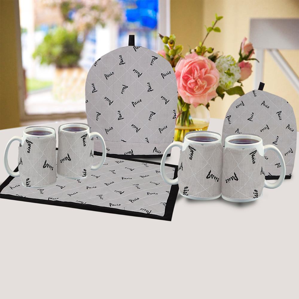 7 Pcs Quilted Tea Cozy Set Arlette Grey