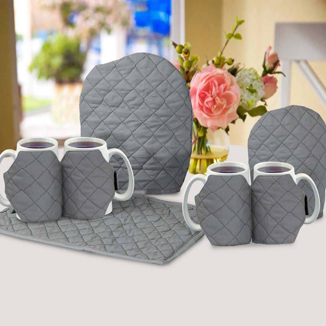 7 Pcs Quilted Tea Cozy Set Grey