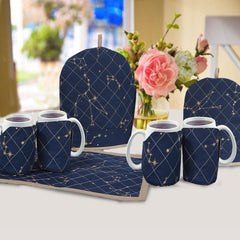 7 Pcs Quilted Tea Cozy Set Navy Blue