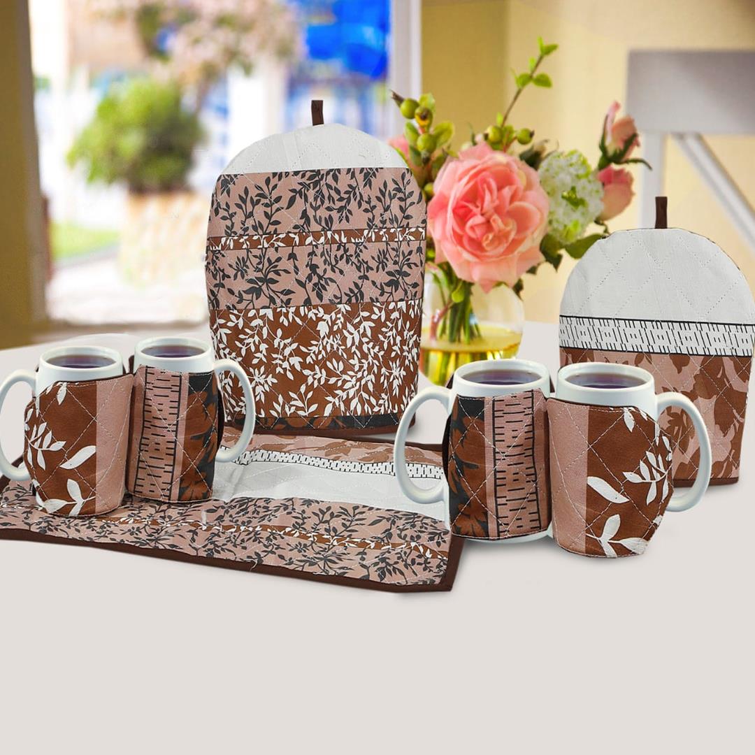 7 Pcs Quilted Tea Cozy Set Zelmira Brown