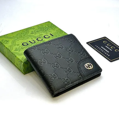 Premium Gucci Leather Bifold Men Wallet Black Textured ( Made In Italy )