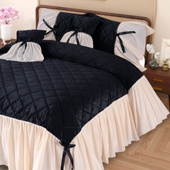 Sonorous Quilted Ruffle Set Velvet Black with Frill