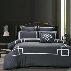 8 Pcs Aquiver Grey Bed Sheet Set (Quilt, Pillow & Cushion Covers)