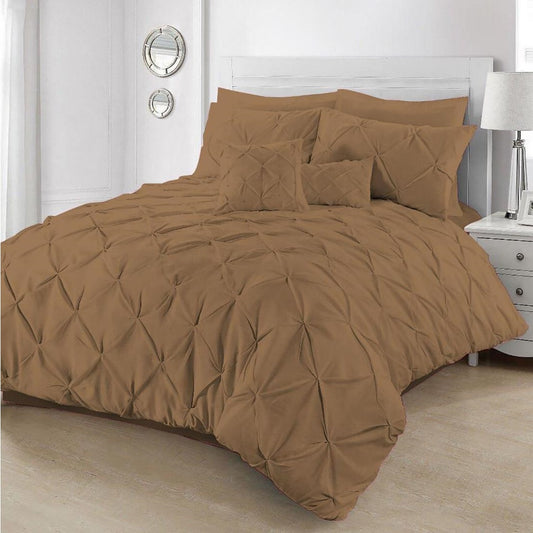 8 Pcs Diamond Brown Peanut Bed Sheet Set With Quilt, Pillow And Cushions Covers 1080