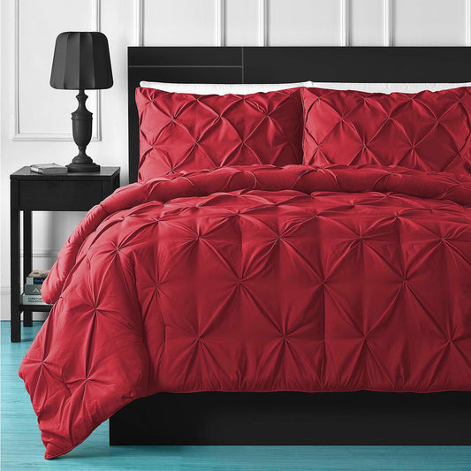 8 Pcs Diamond Red Bed Sheet Set with Filled Comforter, Pillow and Cushions Covers 1200