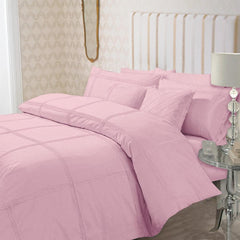 8 Pcs Dyed Pleated Pink Bed Set (Quilt, Pillow & Cushion Covers)