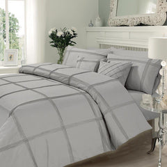 8 Pcs Dyed Pleated Silver Grey Bedding Set