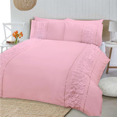 8 Pcs Dyed Smokey Pink Bed Sheet Set with Quilt, Pillow and Cushions Covers