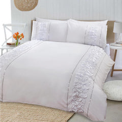 8 Pcs Dyed Smokey White Bed Sheet Set with Quilt, Pillow and Cushions Covers